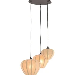 New Pronto Wonen Hanglamp Moscito zwart ecru linnen 3-lichts