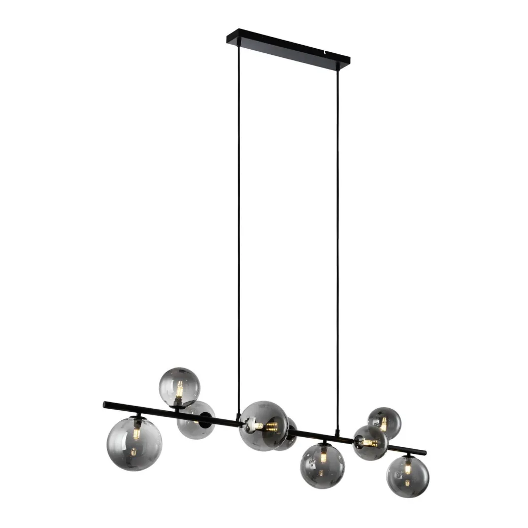 Discount Pronto Wonen Hanglamp Olivento zwart smoke glas 9-lichts