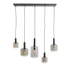 Hot Pronto Wonen Hanglamp Peglio glas smoke zwart 5-lichts