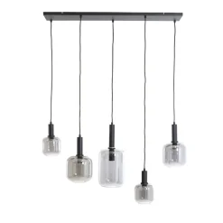 Hot Pronto Wonen Hanglamp Peglio glas smoke zwart 5-lichts