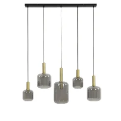 Online Pronto Wonen Hanglamp Peglio glas smoke antiek brons 5-lichts