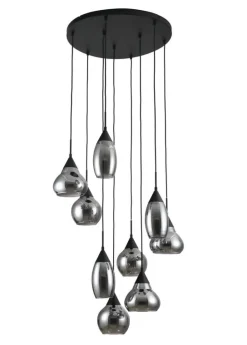 Online Pronto Wonen Hanglamp zwart smoke glas 9-lichts - Lungo