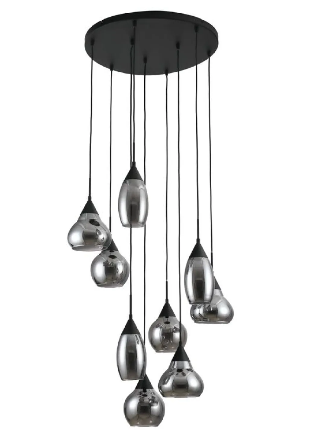 Online Pronto Wonen Hanglamp zwart smoke glas 9-lichts - Lungo