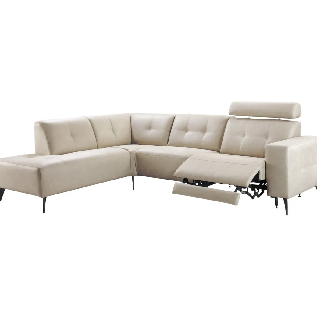 Pronto Wonen Hoekbank links Piorino pocketvering lichtgrijs relaxfunctie