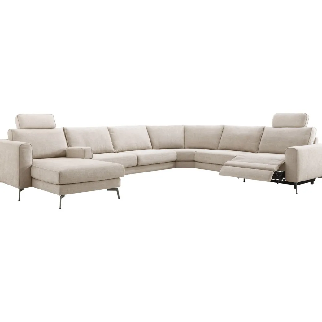 Clearance Pronto Wonen Hoekbank Linoza naturel relaxfunctie rechts premium comfort