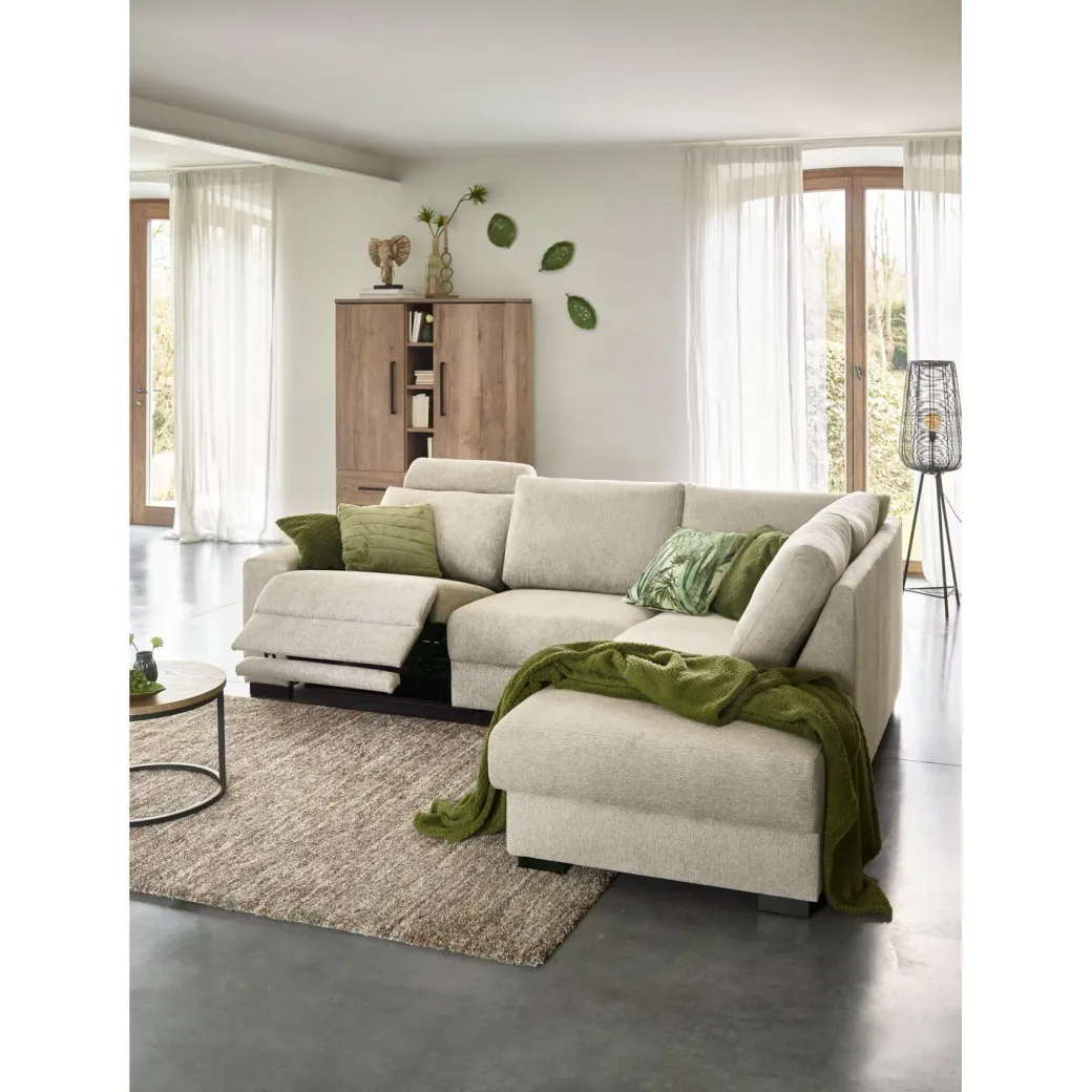 Pronto Wonen Hoekbank rechts Florance HR koudschuim zandbeige relaxfunctie