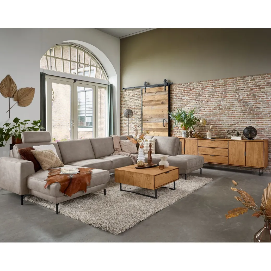 Discount Pronto Wonen Hoekbank rechts Moscato traagschuim beige relaxfunctie