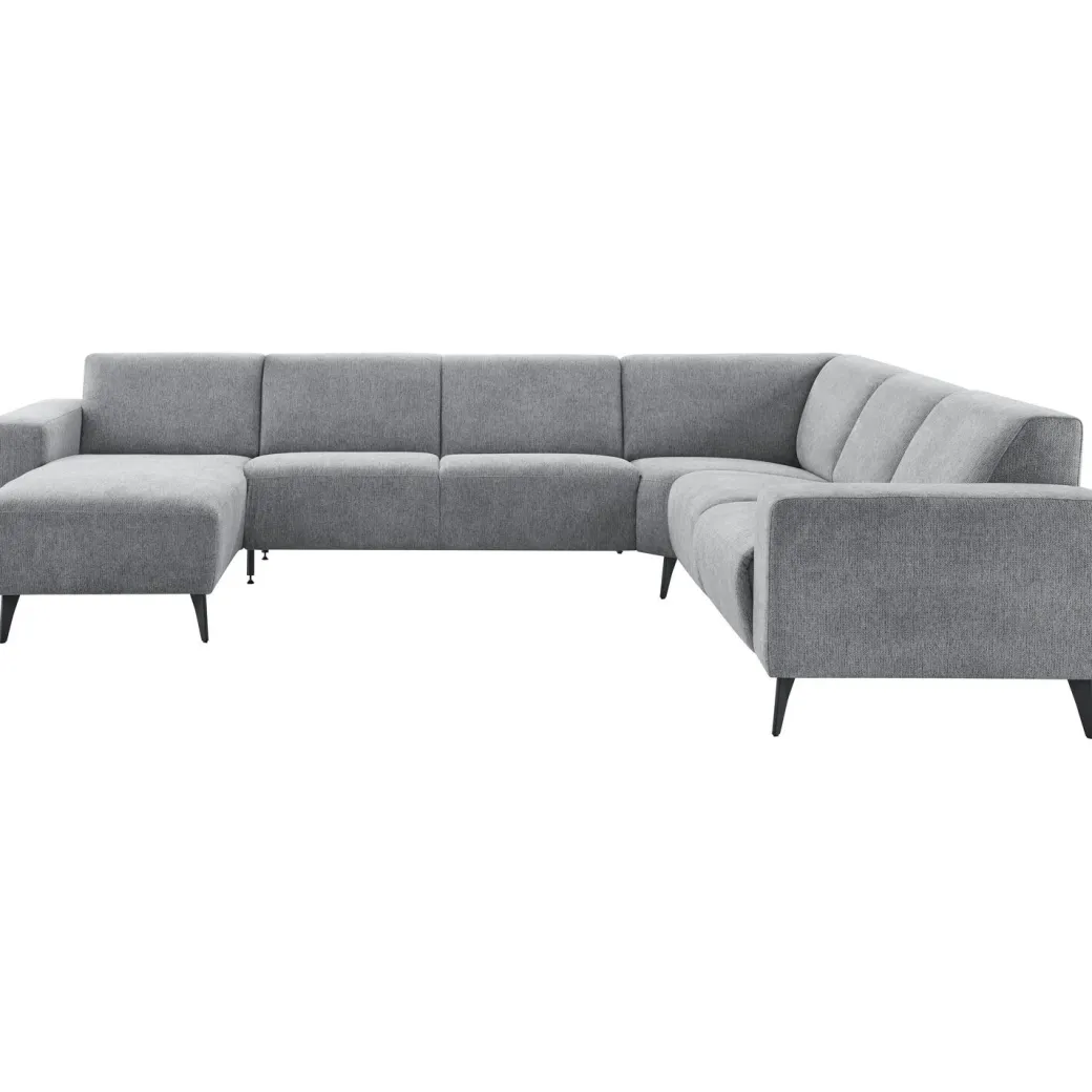 Discount Pronto Wonen Hoekbank rechts Puento gerecycled polyether HR-zitting grijs