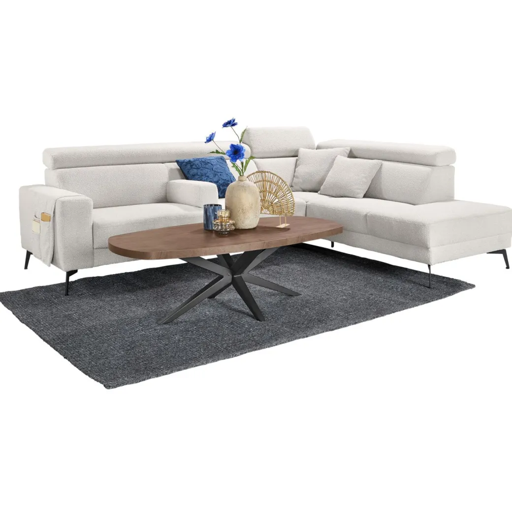 Discount Pronto Wonen Hoekbank Tusari HR-schuim zitting beige verstelbare zitdiepte
