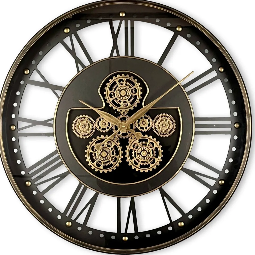 Clearance Pronto Wonen Klok Nimar metaal rond 80cm zwart open dessin 45