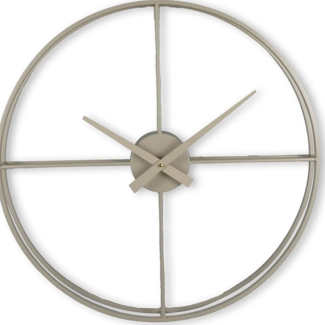 Hot Pronto Wonen Klok Nimar metaal rond 60cm taupe strak dessin 60
