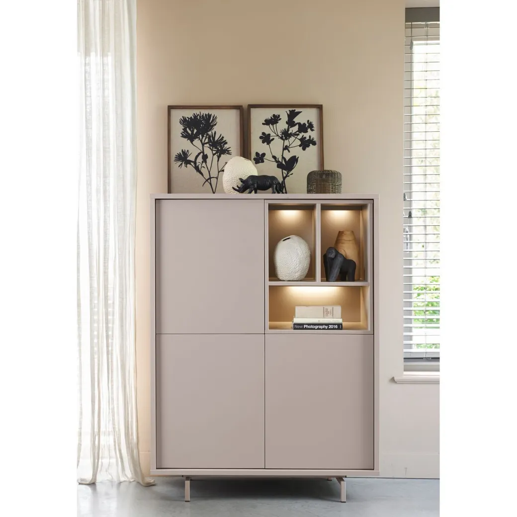 Outlet Pronto Wonen Opbergkast Famosa grijs 136x102x45 cm