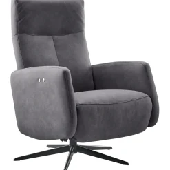 Pronto Wonen Relaxfauteuil Perfini elektrisch verstelbare rug en voetensteun antraciet