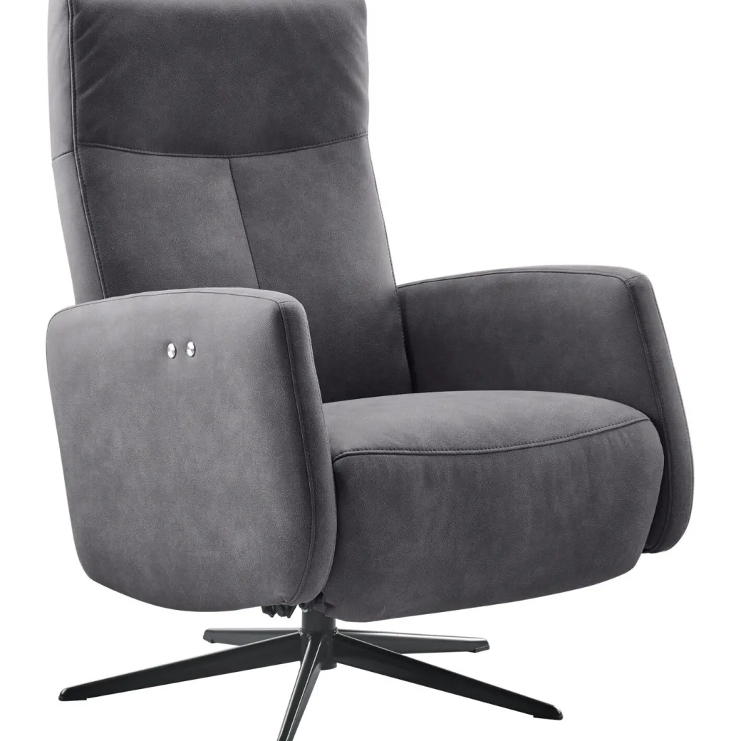 Pronto Wonen Relaxfauteuil Perfini elektrisch verstelbare rug en voetensteun antraciet