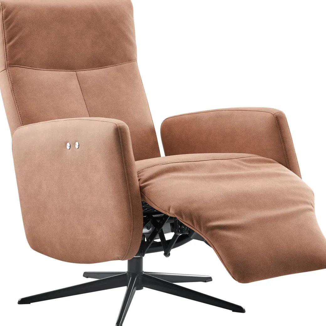 Hot Pronto Wonen Relaxfauteuil Perfini elektrisch verstelbare rug en voetensteun camel