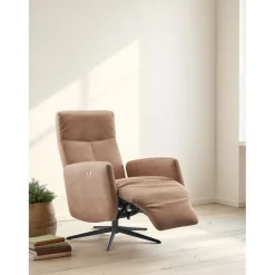 Hot Pronto Wonen Relaxfauteuil Perfini elektrisch verstelbare rug en voetensteun camel