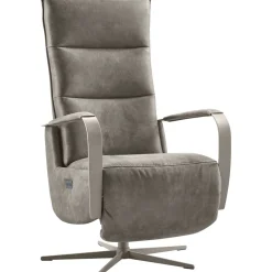 Outlet Pronto Wonen Relaxfauteuil Seduto elektrisch microleder donkergrijs