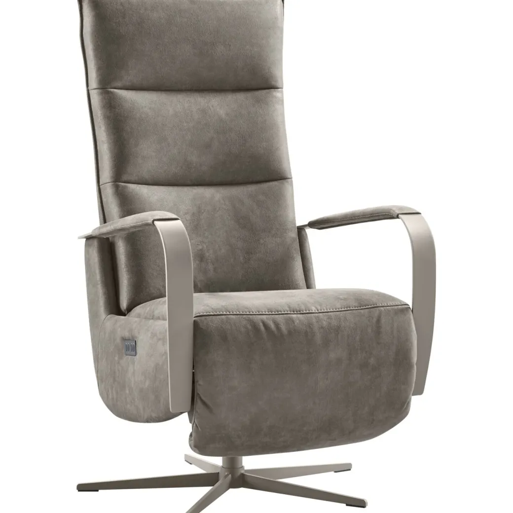 Outlet Pronto Wonen Relaxfauteuil Seduto elektrisch microleder donkergrijs