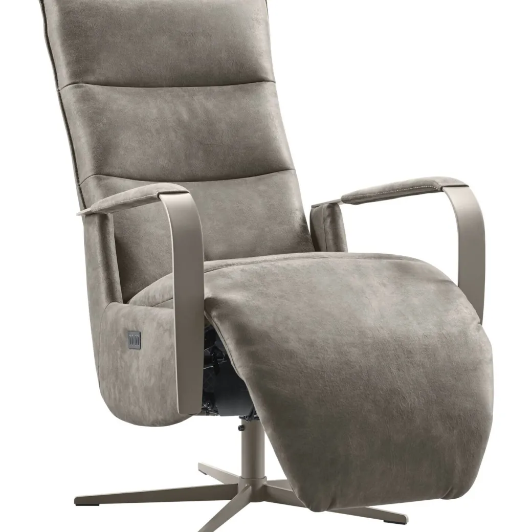 Outlet Pronto Wonen Relaxfauteuil Seduto elektrisch microleder donkergrijs