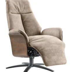 New Pronto Wonen Relaxfauteuil Serio beige donker hout premium comfort