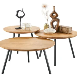 Sale Pronto Wonen Salontafel Aska teakhout 75 cm rond naturel brushed