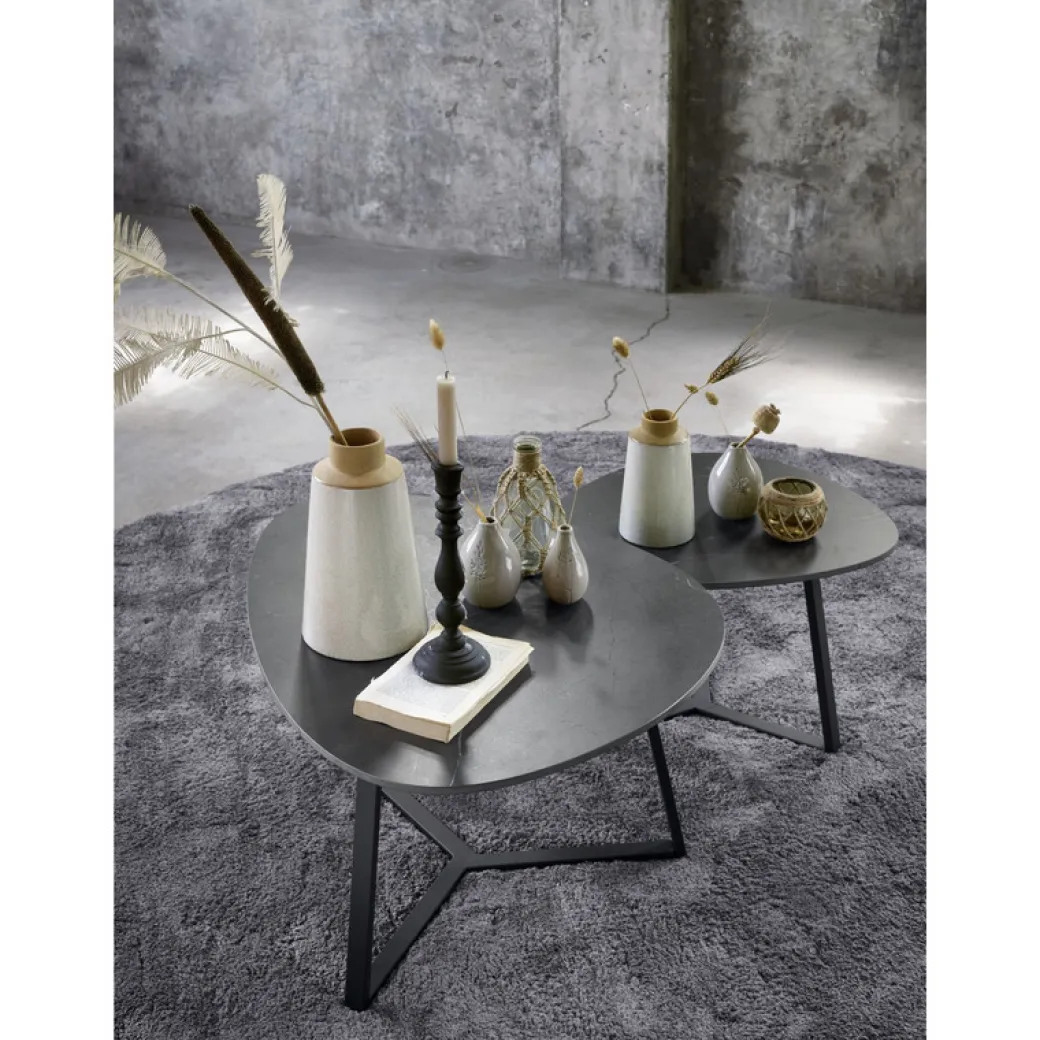 New Pronto Wonen Salontafel Lineto 47x61 cm organisch zwart keramiek