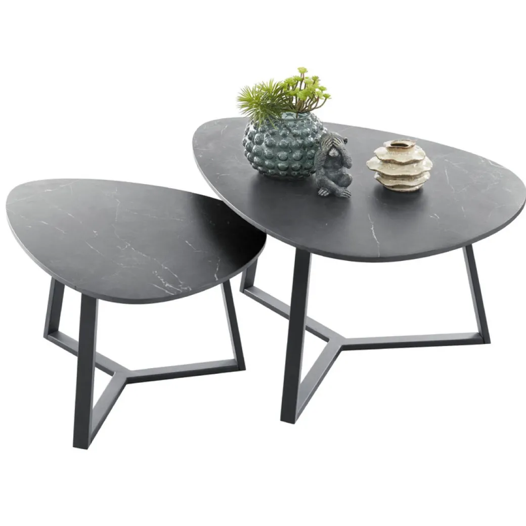 Online Pronto Wonen Salontafel Lineto 64x80 cm organisch zwart keramiek