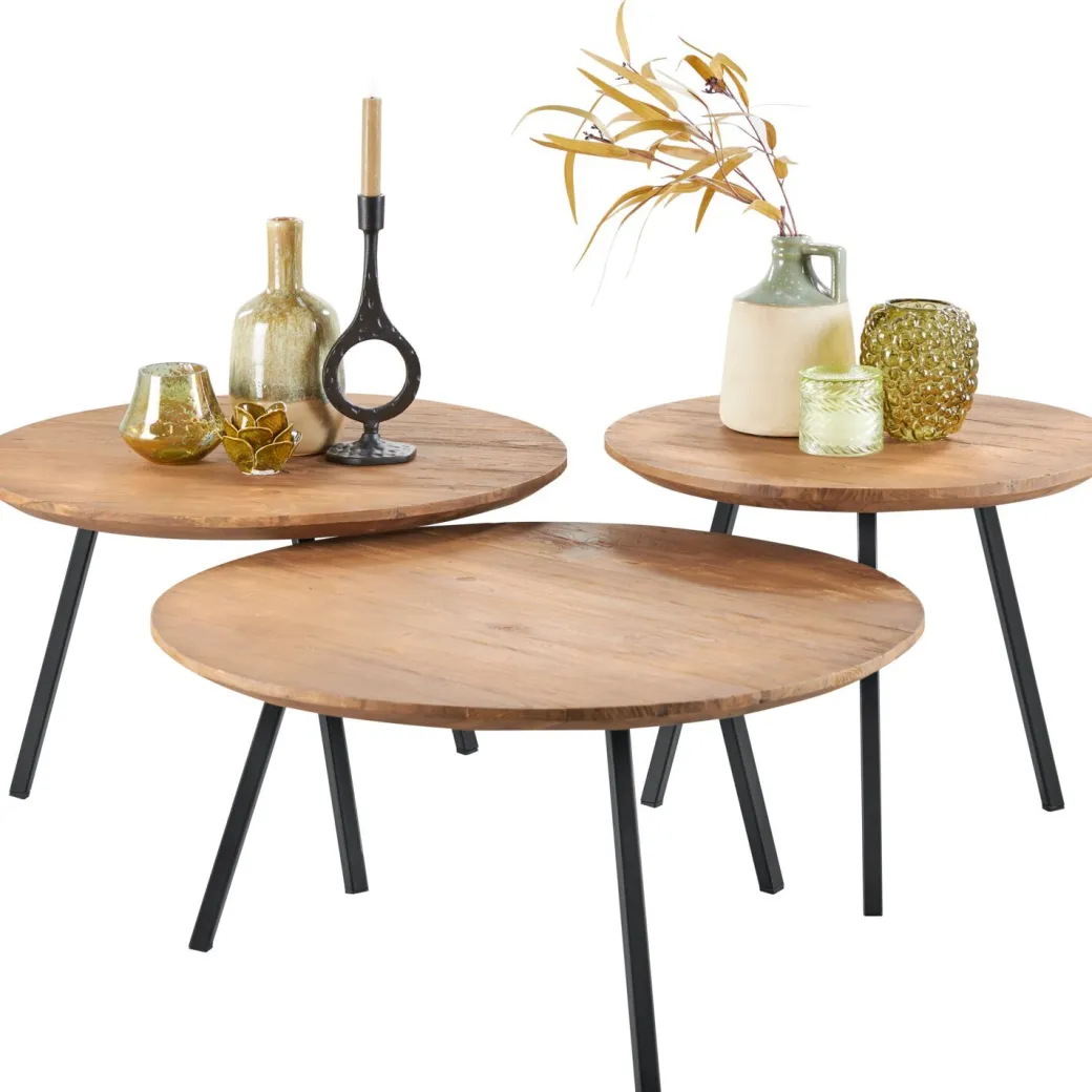 Hot Pronto Wonen Salontafel Romaro 65 cm rond teak mix rough
