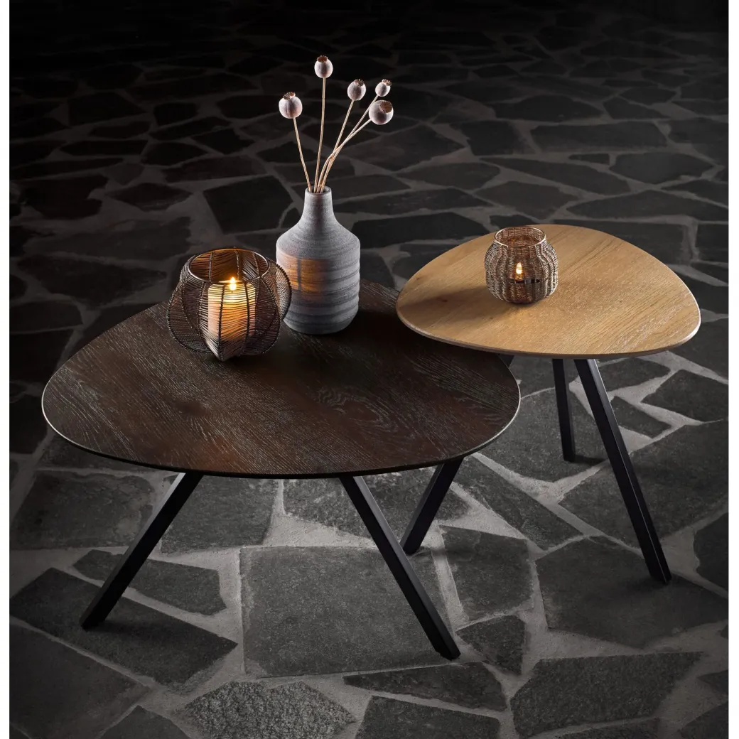 Clearance Pronto Wonen Salontafel Tavolo eikenhout 70x70 cm organisch donkerbruin