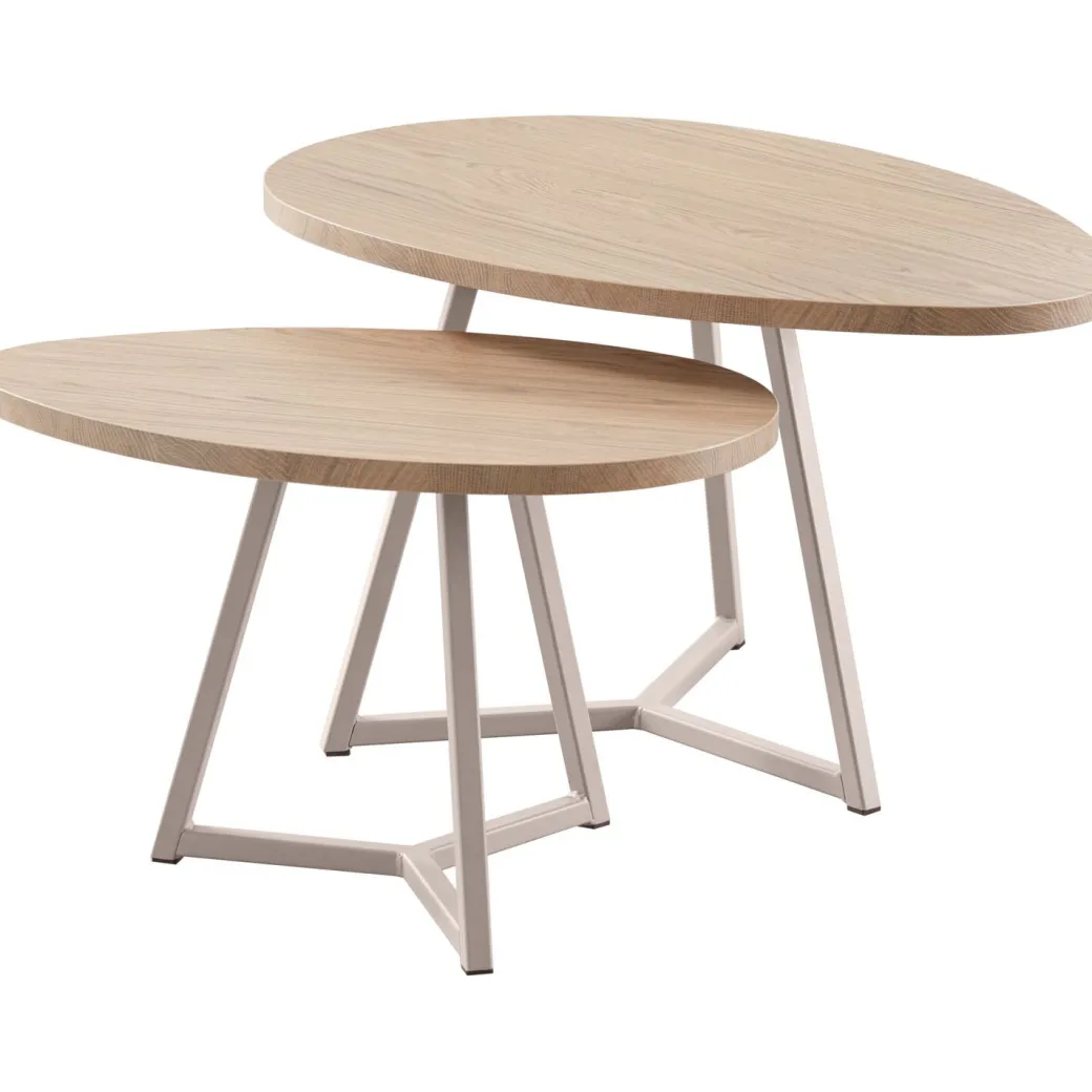 Sale Pronto Wonen Salontafelset Locarnio 61 en 80 cm organisch misty oak
