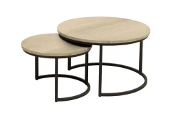 Hot Pronto Wonen Salontafelset Lunata 55 en 75 cm rond fresh oak