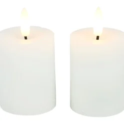 Pronto Wonen Stompkaars Benevento Led wit 5 cm rond set van 2