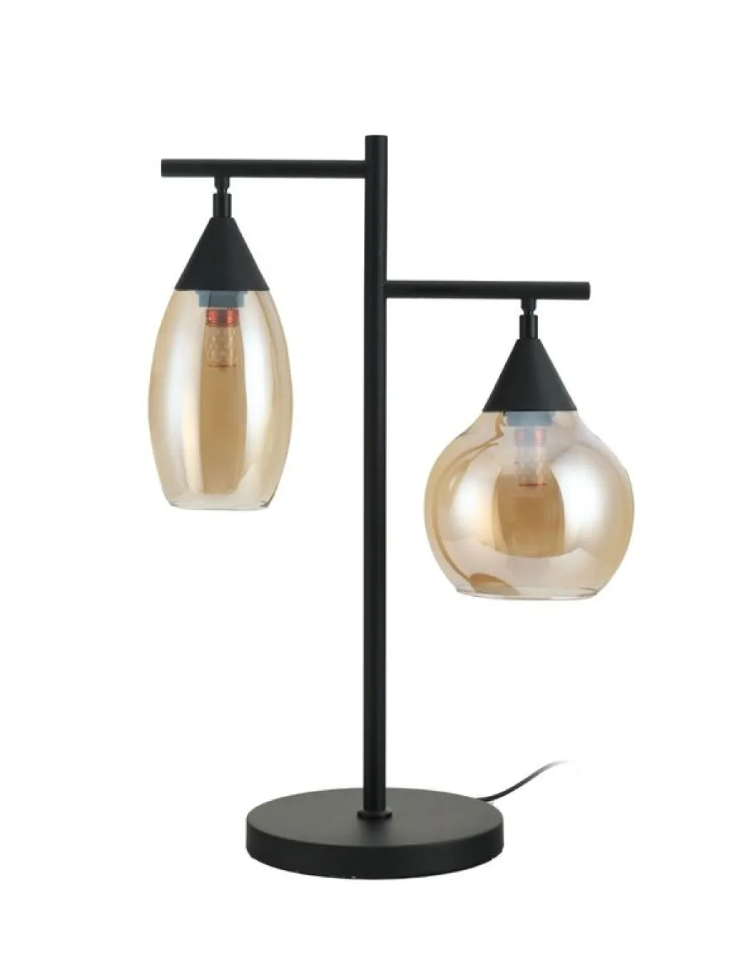 New Pronto Wonen Tafellamp zwart amber glas 2-lichts - Lungo