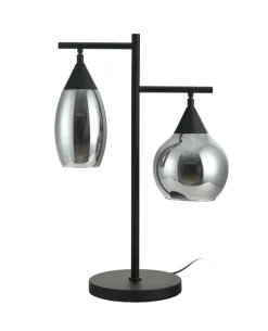 New Pronto Wonen Tafellamp zwart smoke glas 2-lichts - Lungo