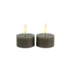 Clearance Pronto Wonen Theelicht Benevento Led grijs 4 cm rond set van 2