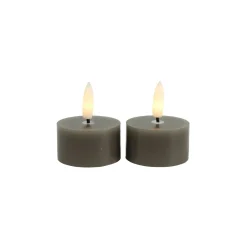 Clearance Pronto Wonen Theelicht Benevento Led grijs 4 cm rond set van 2
