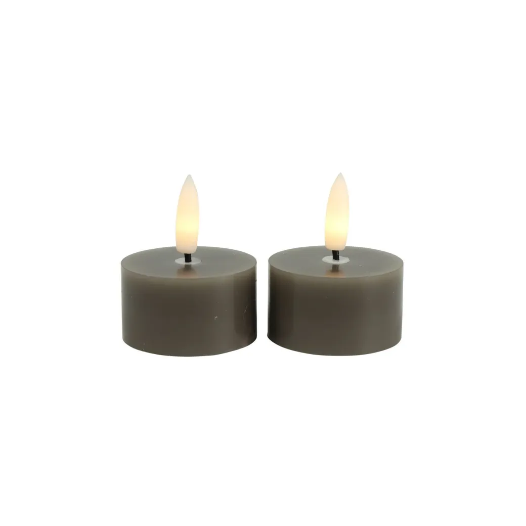 Clearance Pronto Wonen Theelicht Benevento Led grijs 4 cm rond set van 2