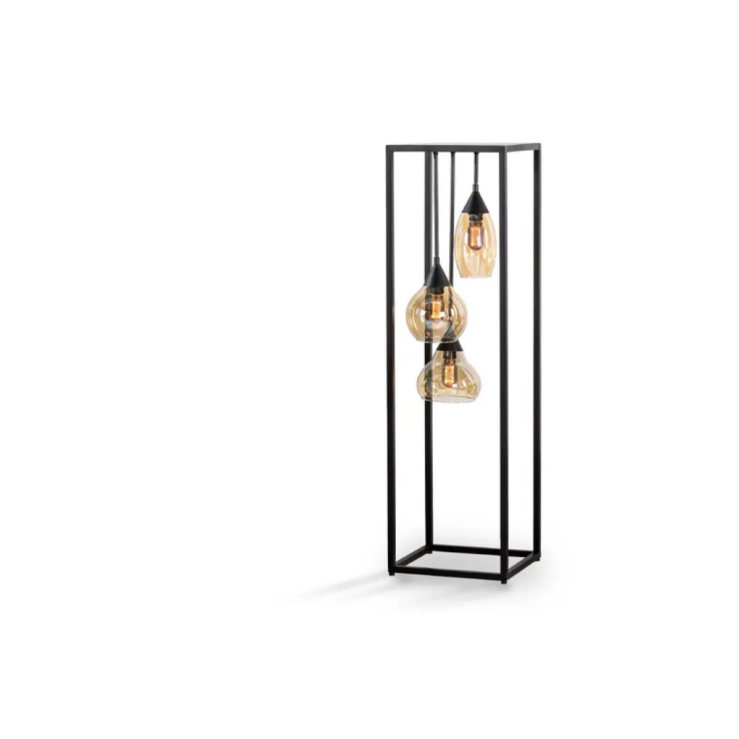 Outlet Pronto Wonen Vloerlamp frame amber glas 3-lichts - Lungo