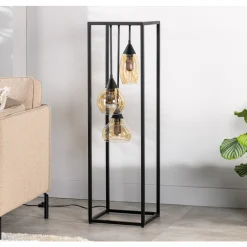 Outlet Pronto Wonen Vloerlamp frame amber glas 3-lichts - Lungo