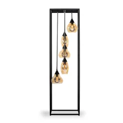Outlet Pronto Wonen Vloerlamp frame amber glas 5-lichts - Lungo
