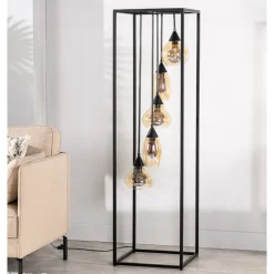 Outlet Pronto Wonen Vloerlamp frame amber glas 5-lichts - Lungo