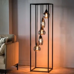 Pronto Wonen Vloerlamp frame smoke glas 5-lichts - Lungo
