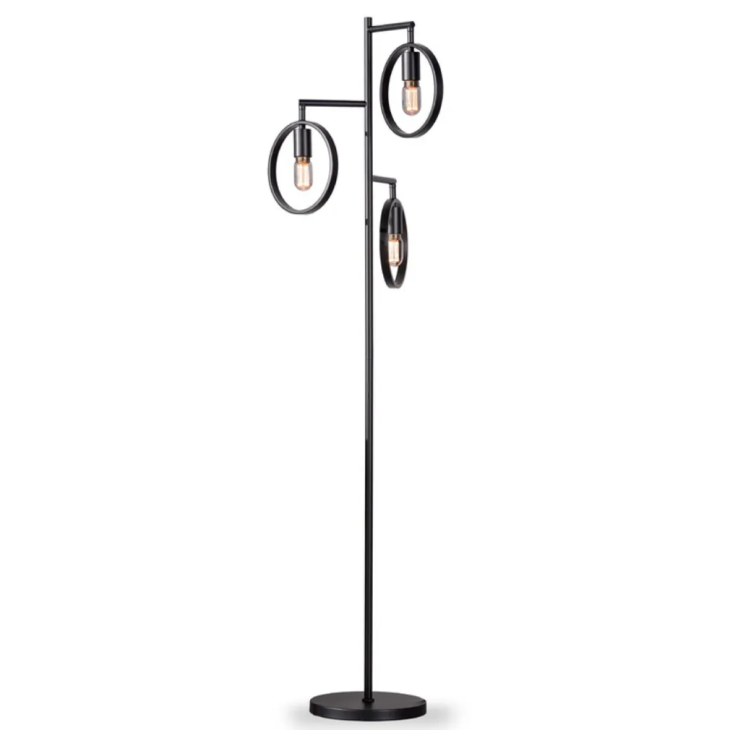 Pronto Wonen Vloerlamp Girare zwart metaal 3-lichts