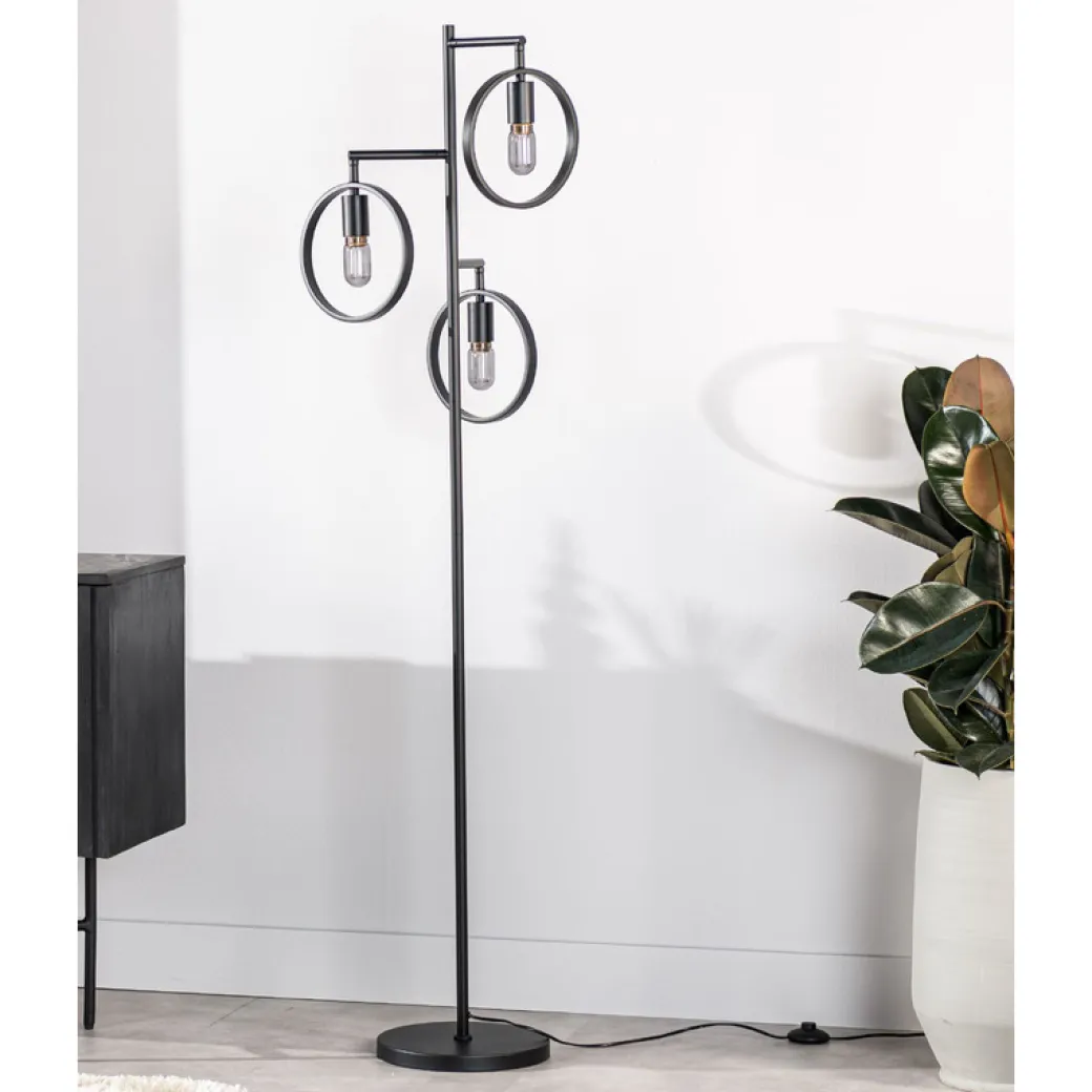 Pronto Wonen Vloerlamp Girare zwart metaal 3-lichts