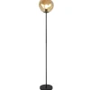 Hot Pronto Wonen Vloerlamp Macato zwart amber glas 1-lichts