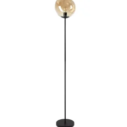 Hot Pronto Wonen Vloerlamp Macato zwart amber glas 1-lichts