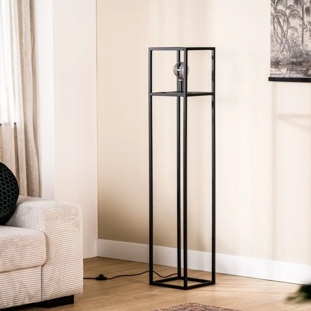 Sale Pronto Wonen Vloerlamp Tiamo zwart staal 140x28 cm