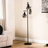 Discount Pronto Wonen Vloerlamp zwart smoke glas 3-lichts - Lungo