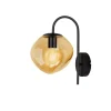 Pronto Wonen Wandlamp Macato zwart amber glas 1-lichts