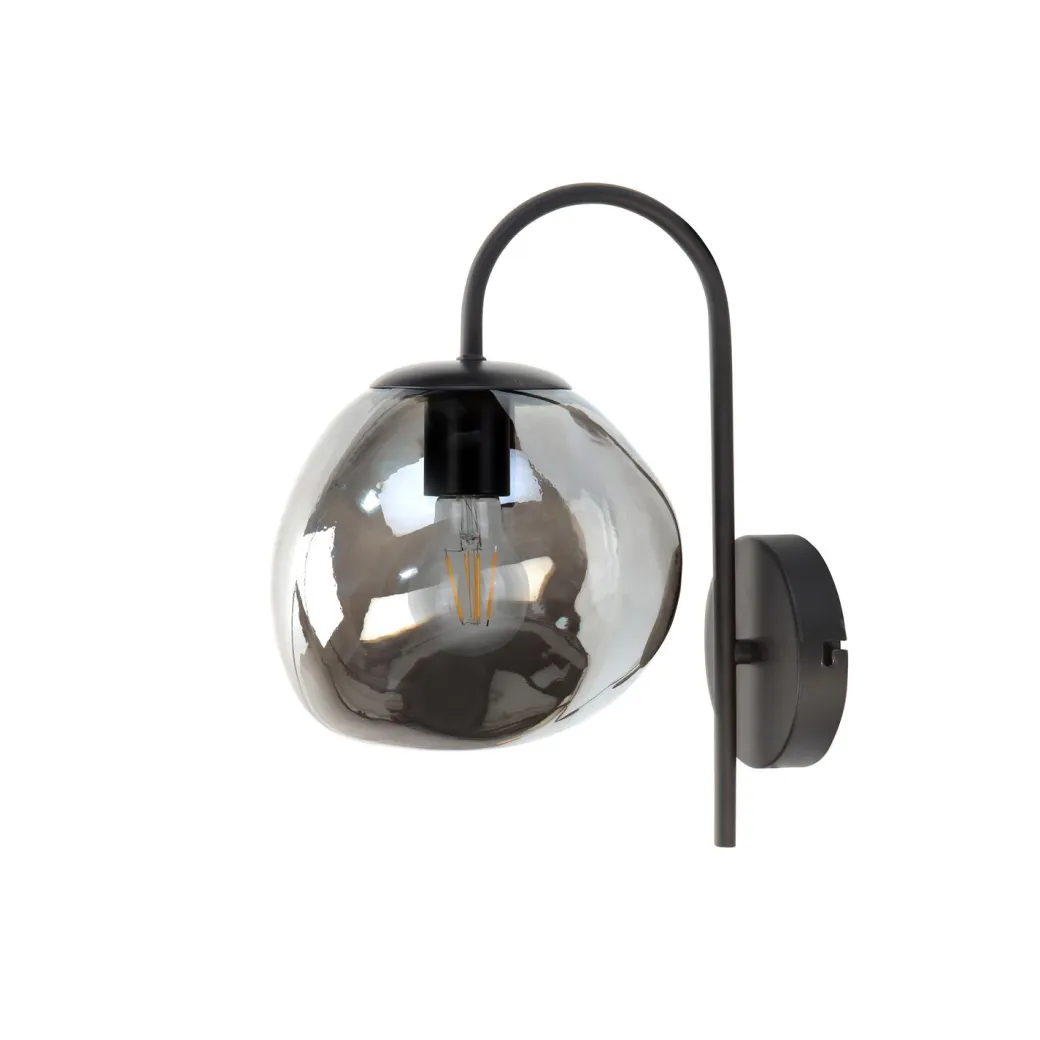 Pronto Wonen Wandlamp Macato zwart smoke glas 1-lichts